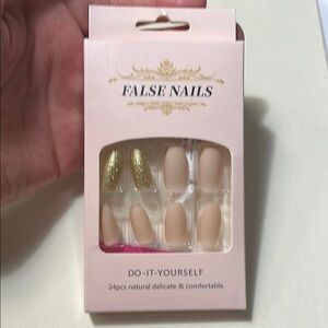 Gold and Nude False Nails Set